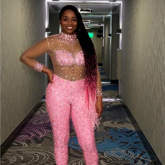 Amekana Icon Diamanté Bodysuit - PINK - Picture 4 of 5